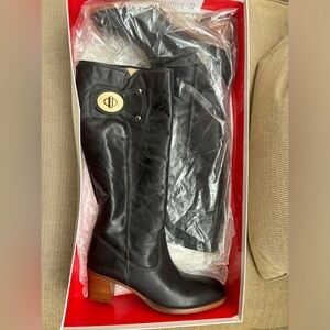 New in Box Coach Black Calf Leather Boots Reed Krakoff era Made in Italy Size 8